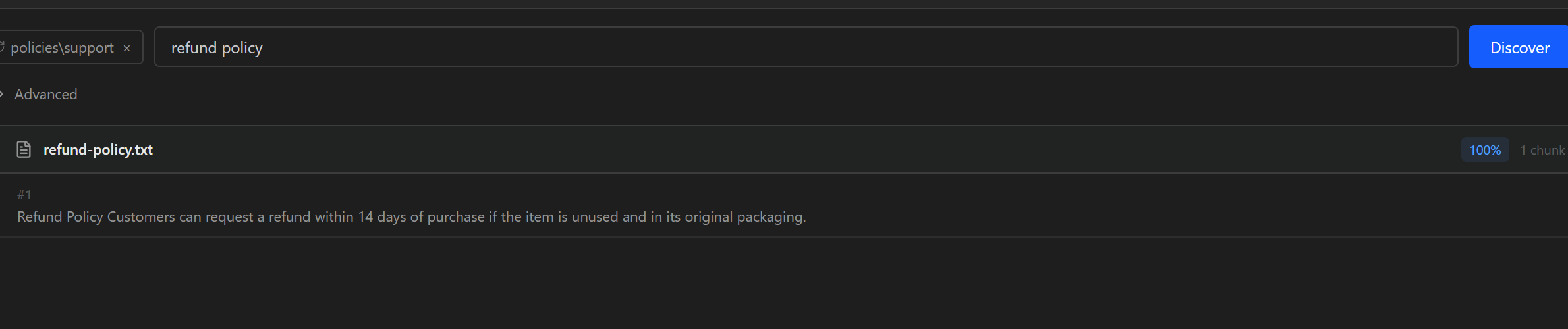 The same search narrowed to a subfolder, returning fewer, more specific results